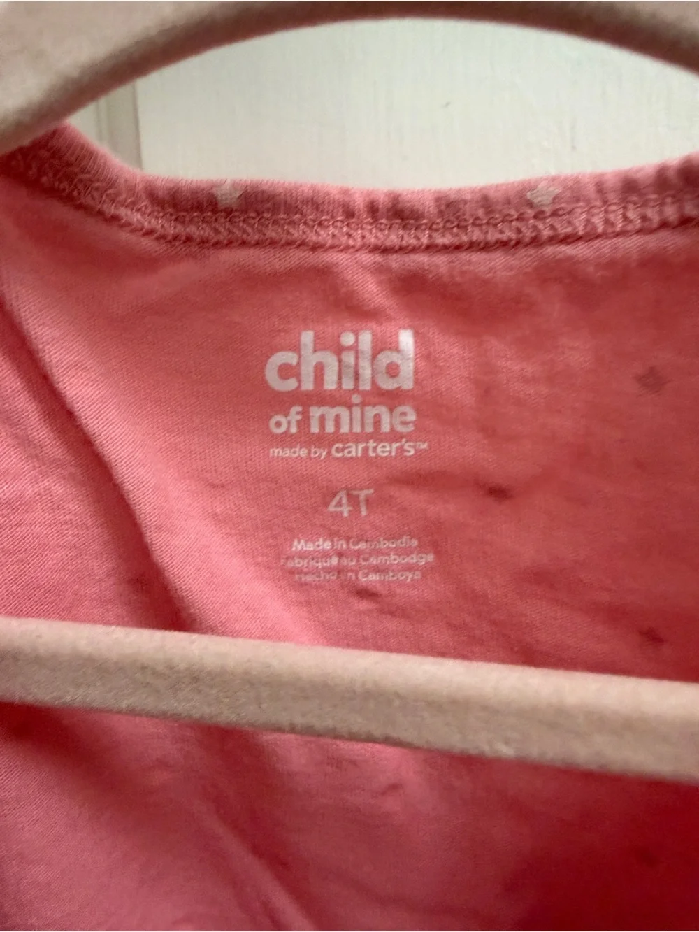Carter's 4T Girls Pink Star Short Sleeve Top Blouse Shirt with Unicorn Pocket
